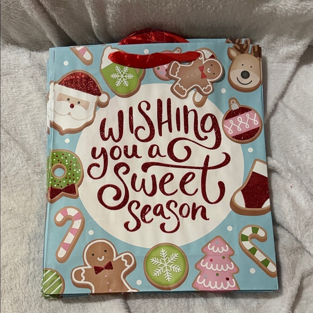 Festive Holiday Gift Bag with Red Accents
